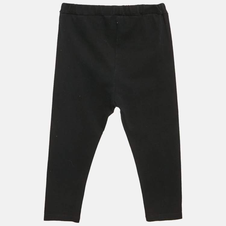Pre Owned Balmain Kids Black Logo Foil Print Cotton Knit Leggings 24 M