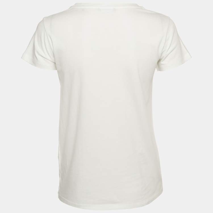 Pre Owned Balmain Kids White Logo Embellished Cotton Crew Neck T-Shirt 12 Yrs