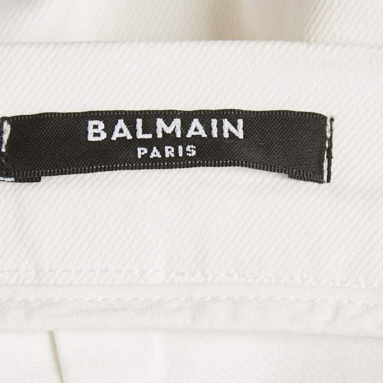 Pre Owned Balmain White Denim Button Detail Shorts 12 Yrs