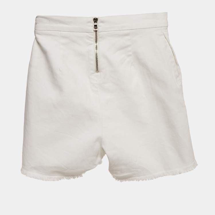 Pre Owned Balmain White Denim Button Detail Shorts 12 Yrs