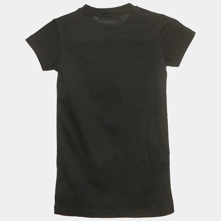 Pre Owned Balmain Kids Black Logo Sequin Cotton T-Shirt 4 Yrs