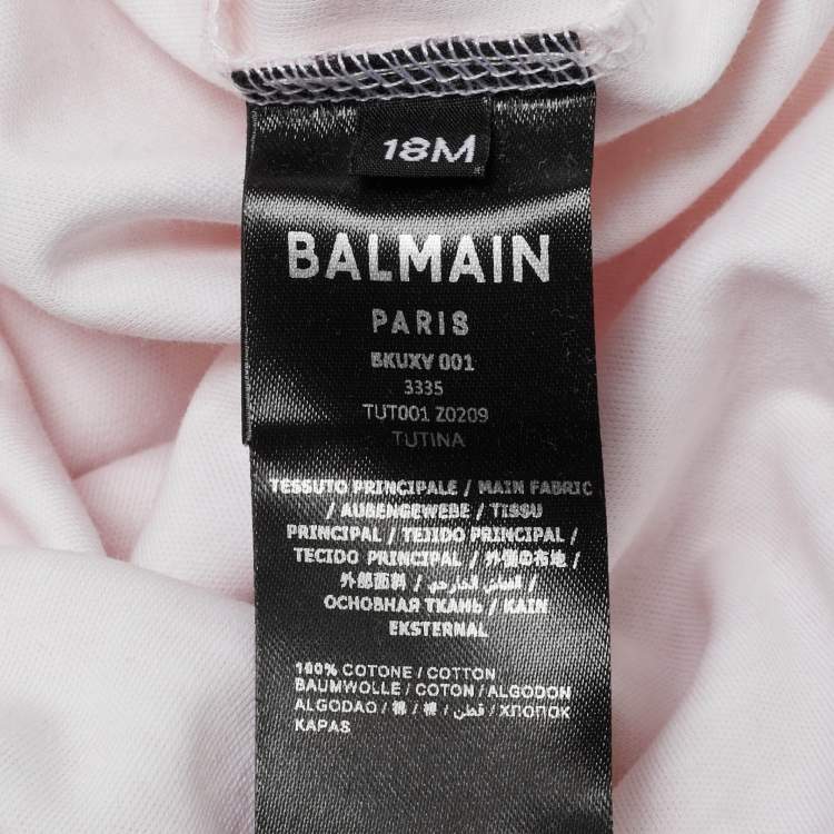 Pre Owned Balmain Kids Pink Monogram Cotton Onesie Set 18M