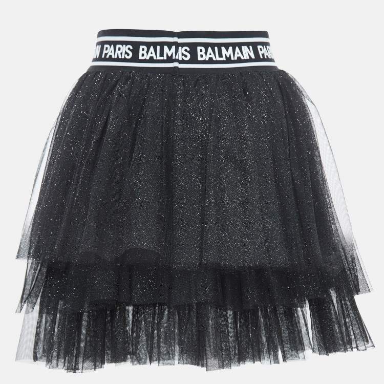 Balmain Black Glitter Tulle Tiered Skirt 14 Yrs Balmain TLC