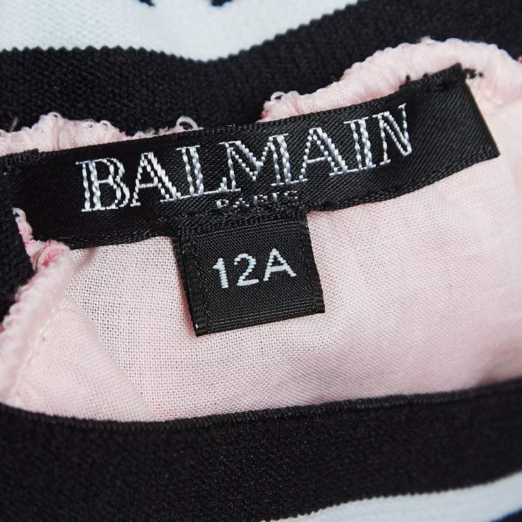 Pre Owned Balmain Pink Glitter Tulle Tiered Skirt (12 Yrs)