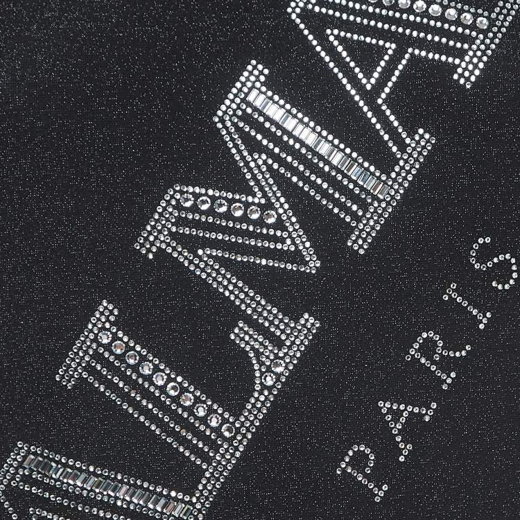 Pre Owned Balmain Black Glitter Jersey Crystal Embellished Logo T-Shirt Dress (10 Yrs)