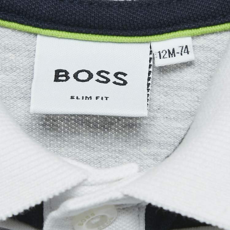 Pre Owned Boss By Hugo Boss White Slim Fit Polo T-Shirt 12 M