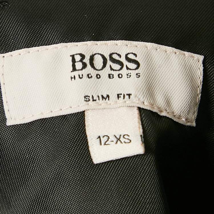 Pre Owned Boss By Hugo Boss Grey Striped Cotton Blend Blazer S/12 Yrs
