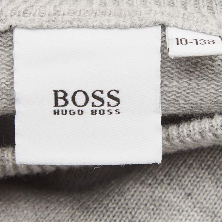 Pre Owned Boss By Hugo Boss Kids Grey Cotton Crew Neck Sweater 10 Yrs