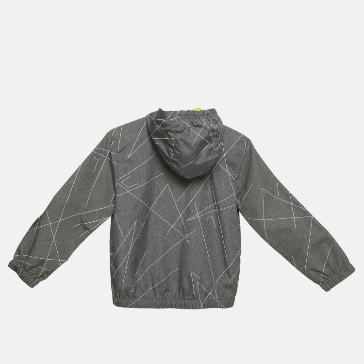 Pre Owned Hugo Hugo Boss Grey Printed Nylon Zip-Up Jacket 8Yrs