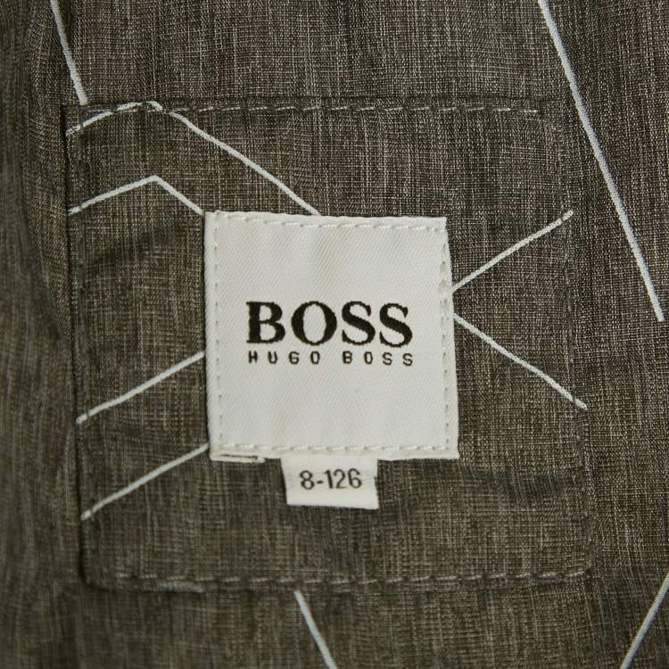Pre Owned Hugo Hugo Boss Grey Printed Nylon Zip-Up Jacket 8Yrs