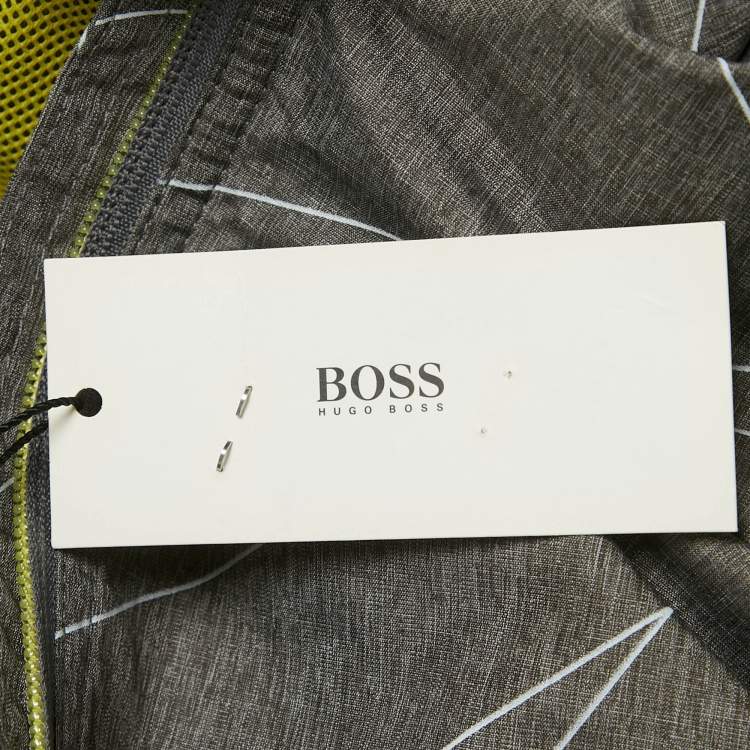 Pre Owned Hugo Hugo Boss Grey Printed Nylon Zip-Up Jacket 8Yrs