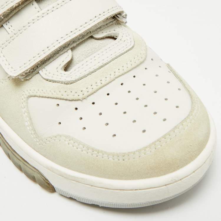 Pre Owned Brunello Cucinelli  Size 30 Cream/Grey Suede and Leather Low Top Sneakers