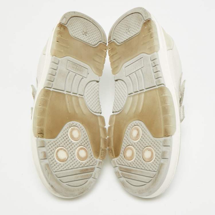 Pre Owned Brunello Cucinelli  Size 30 Cream/Grey Suede and Leather Low Top Sneakers