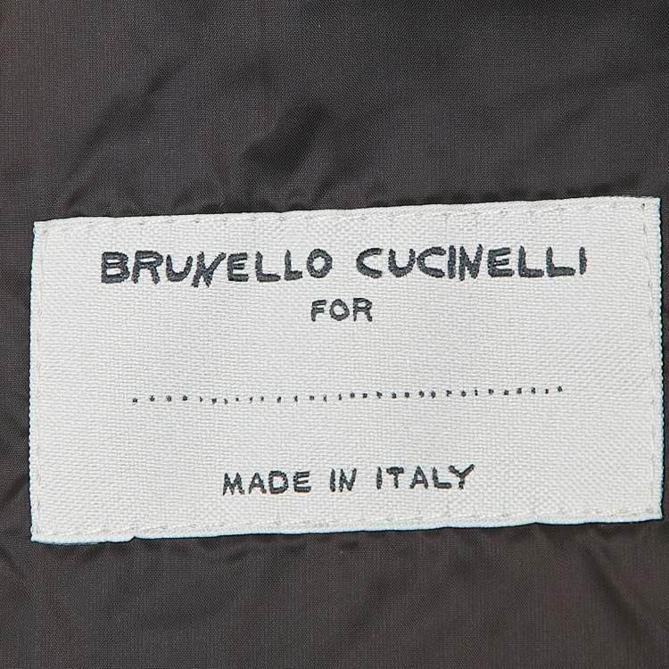 Pre Owned Brunello Cucinelli Grey Fur Trim Wool Down Jacket 10 Yrs