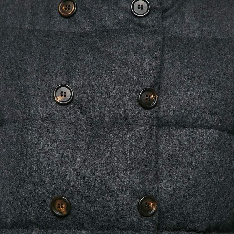 Pre Owned Brunello Cucinelli Grey Fur Trim Wool Down Jacket 10 Yrs