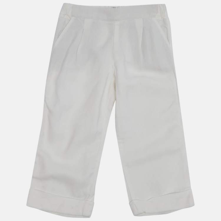 Pre Owned Brunello Cucinelli White Crepe Trousers 4Yrs