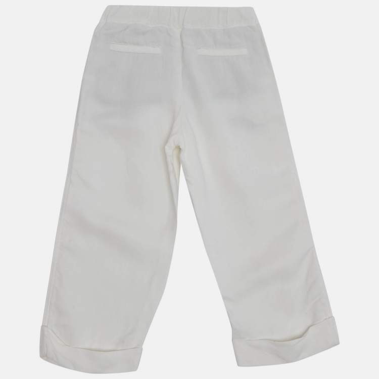 Pre Owned Brunello Cucinelli White Crepe Trousers 4Yrs