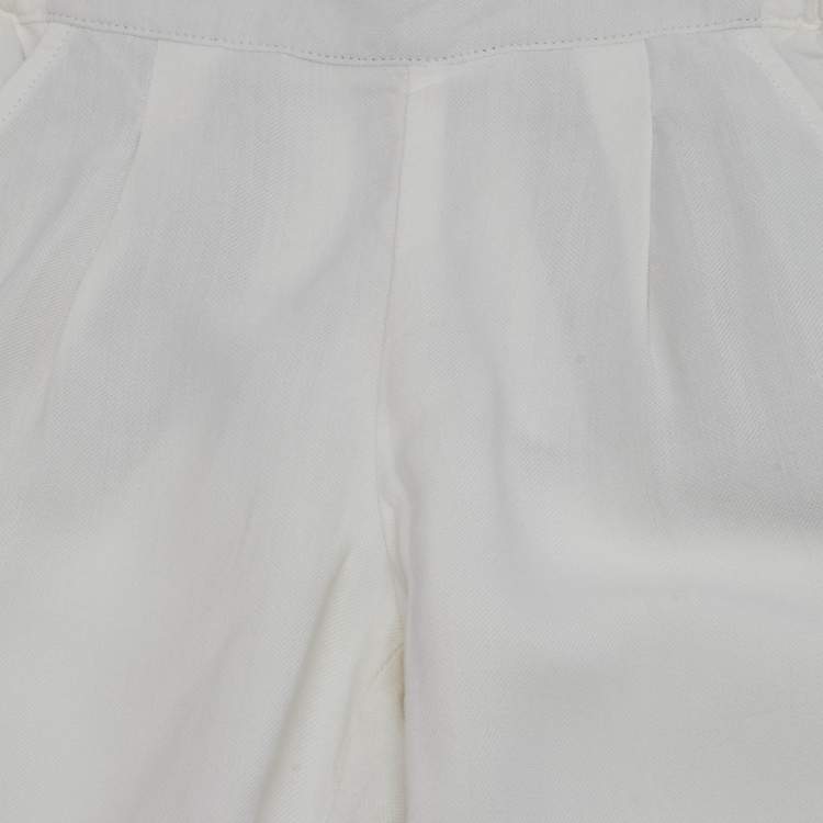 Pre Owned Brunello Cucinelli White Crepe Trousers 4Yrs