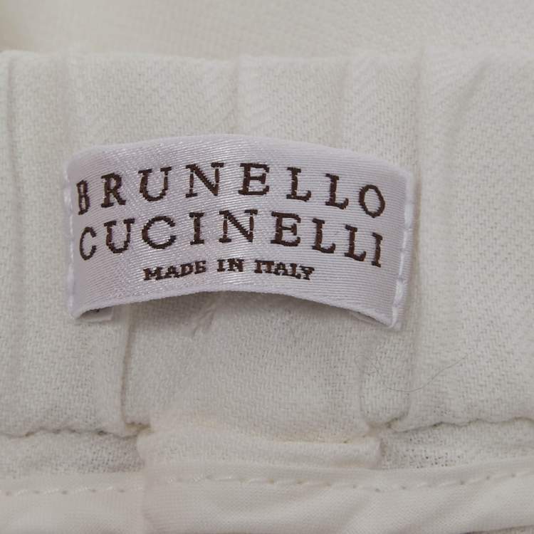 Pre Owned Brunello Cucinelli White Crepe Trousers 4Yrs