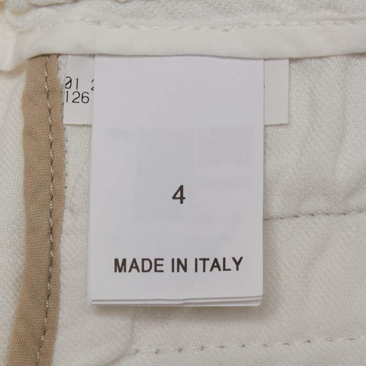 Pre Owned Brunello Cucinelli White Crepe Trousers 4Yrs