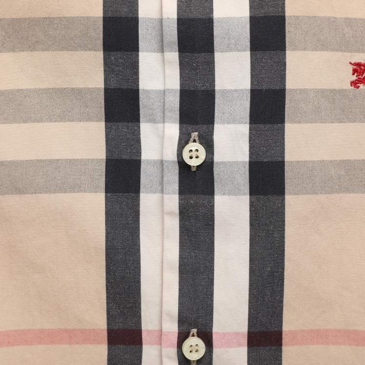 Pre Owned Burberry Beige Check Cotton Button Front Shirt Shirt 14Y