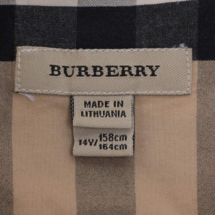 Pre Owned Burberry Beige Check Cotton Button Front Shirt Shirt 14Y