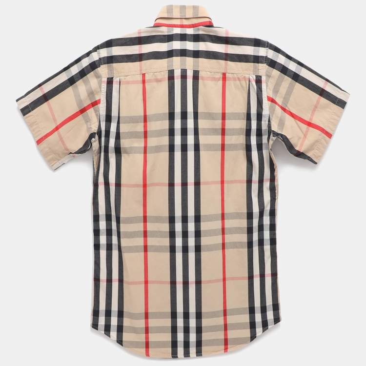 Pre Owned Burberry Beige Check Cotton Button Front Shirt Shirt 14Y