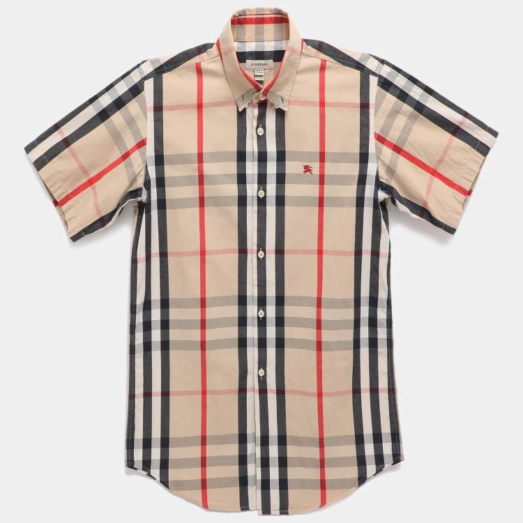 Pre Owned Burberry Beige Check Cotton Button Front Shirt Shirt 14Y