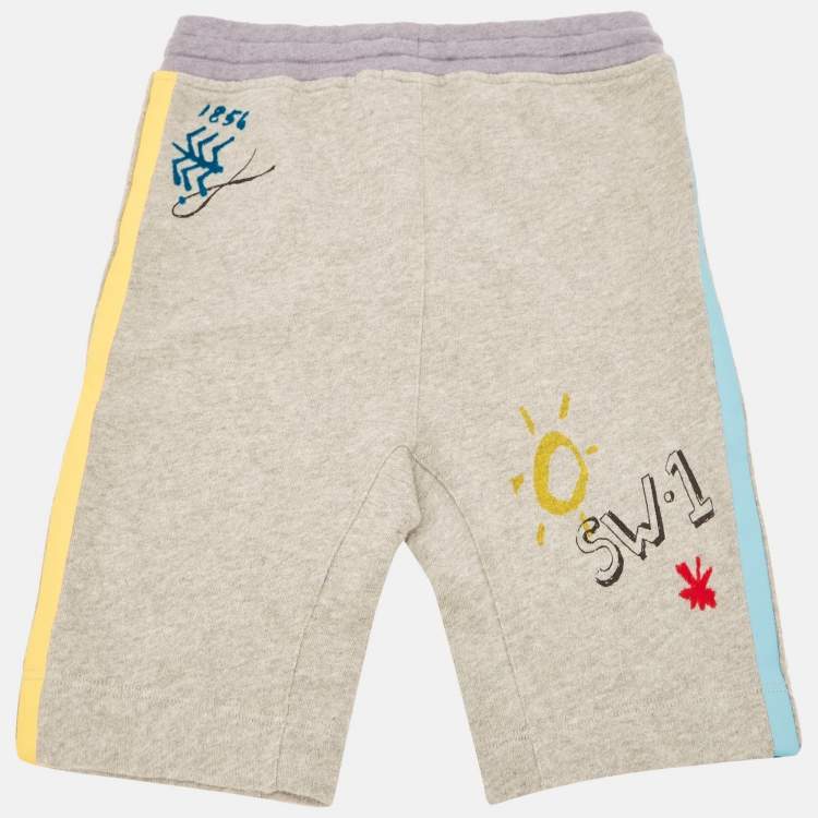 Pre Owned Burberry Kids Grey Printed Cotton Knit Shorts 8 Yrs