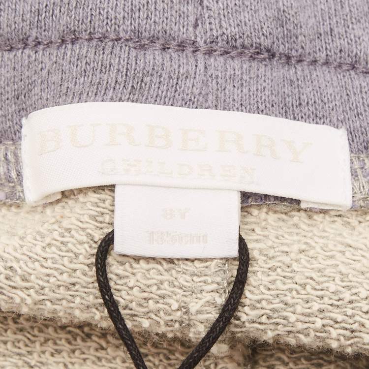 Pre Owned Burberry Kids Grey Printed Cotton Knit Shorts 8 Yrs