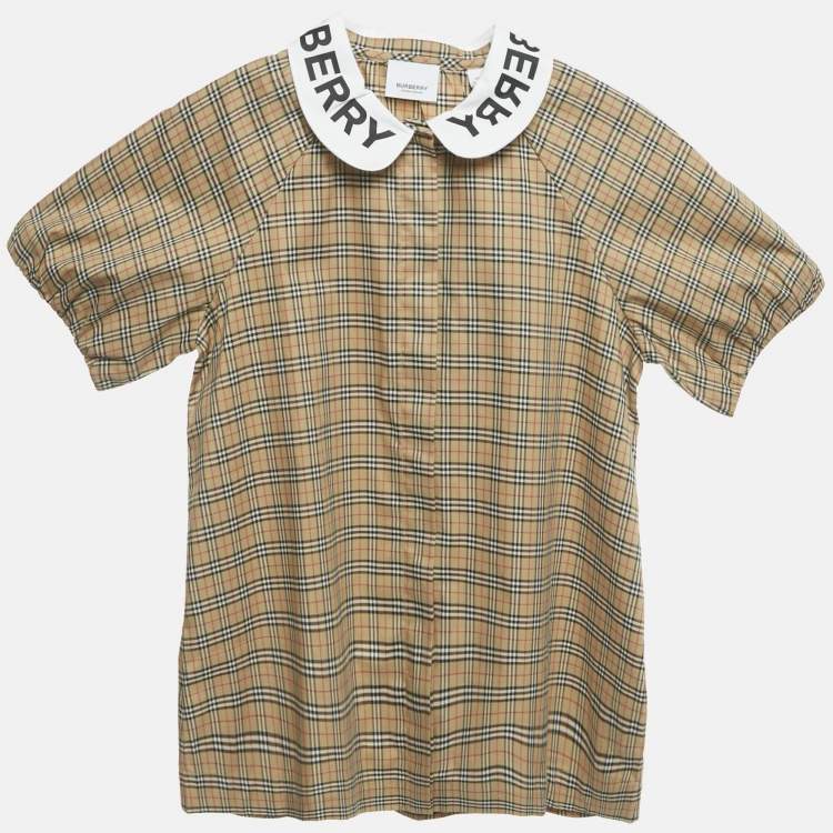 Pre Owned Burberry Children Beige Vintage Check Print Cotton Lila Shirt 14 Yrs 