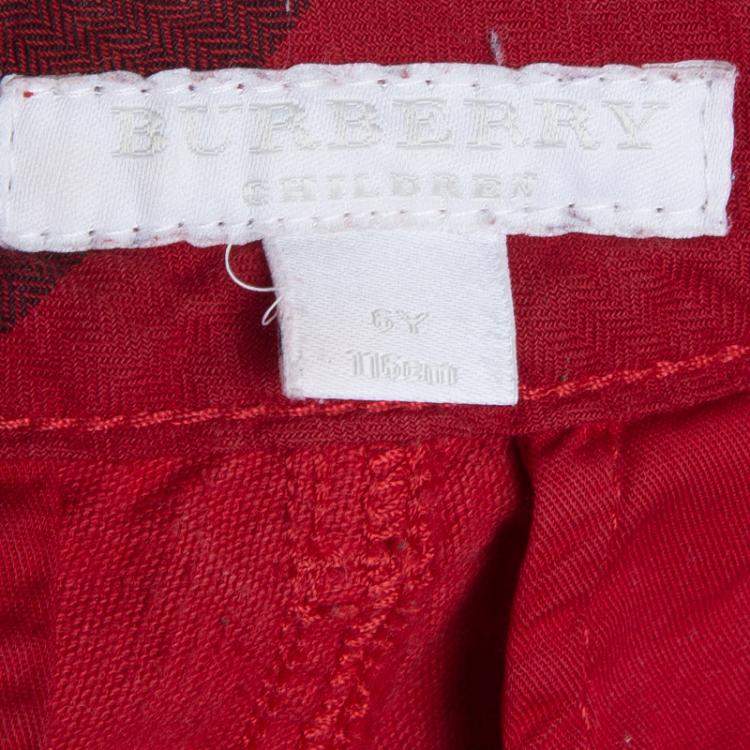 Pre Owned Burberry Children Red Corduroy Trousers 6 Yrs