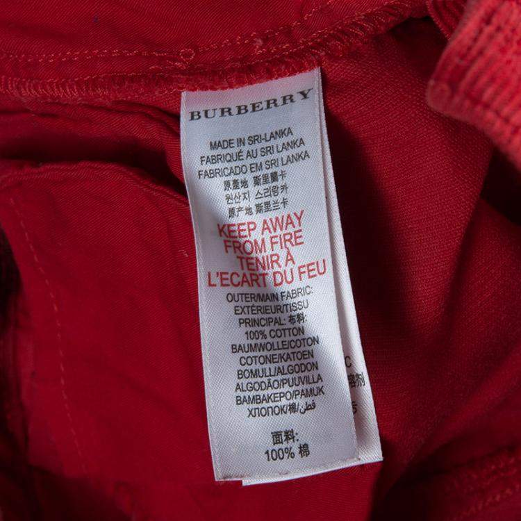 Pre Owned Burberry Children Red Corduroy Trousers 6 Yrs