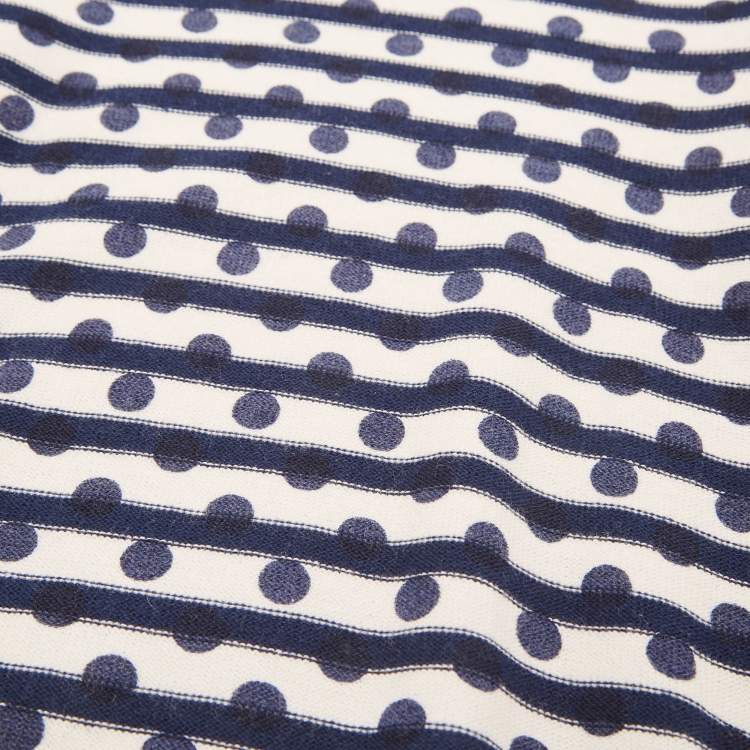 Pre Owned Burberry Children White/Navy Blue Cotton Full Sleeve Sweater 8 Yrs