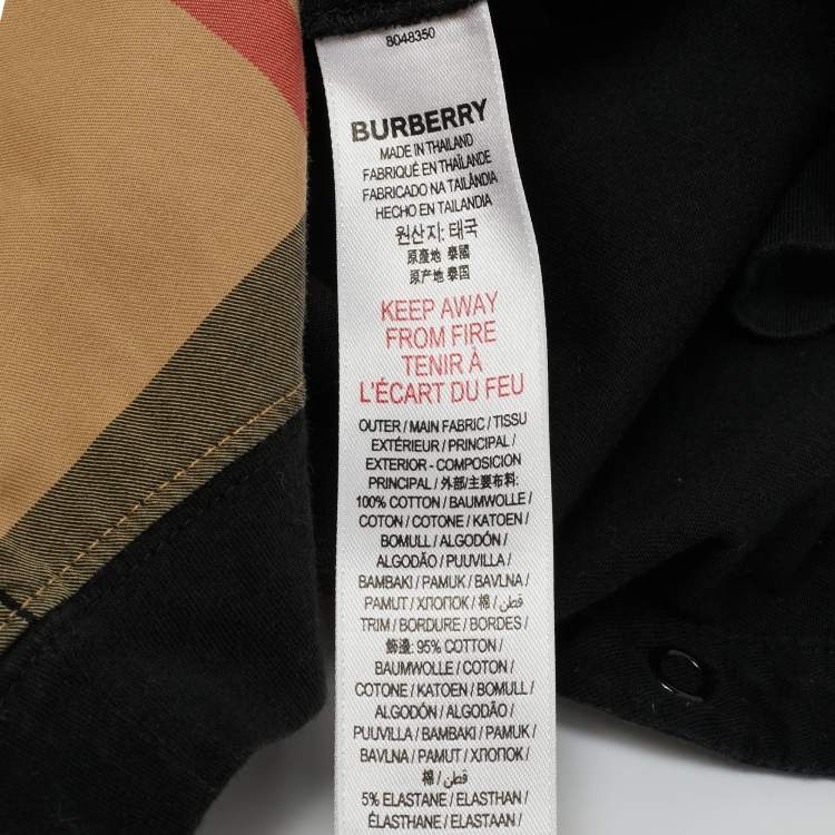 Pre Owned Burberry Children Black Half Check Print Cotton Lennox Romer 6 Months 