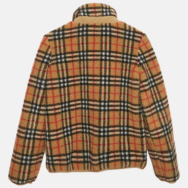 Pre Owned Burberry Children Beige Checkered Fleece Bergen Jacket 12 Yrs