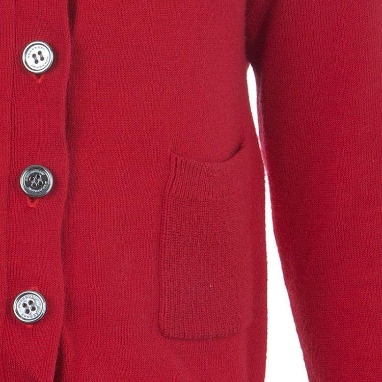 Pre Owned Burberry Children Red  Long Sleeve Button Down Cardigan 7 Yrs