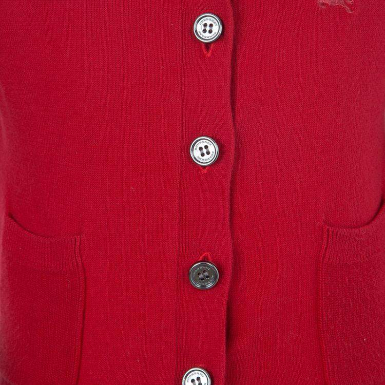 Pre Owned Burberry Children Red  Long Sleeve Button Down Cardigan 7 Yrs