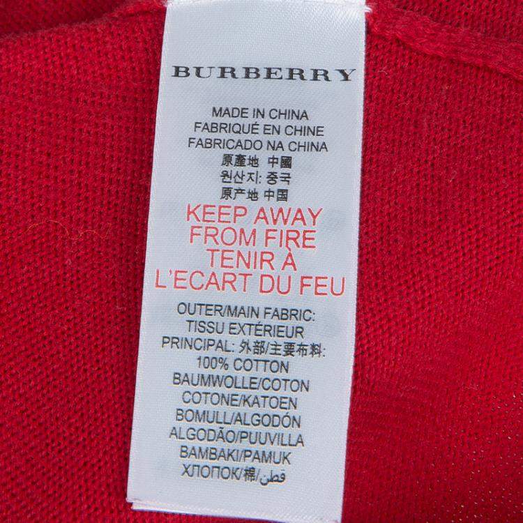 Pre Owned Burberry Children Red  Long Sleeve Button Down Cardigan 7 Yrs