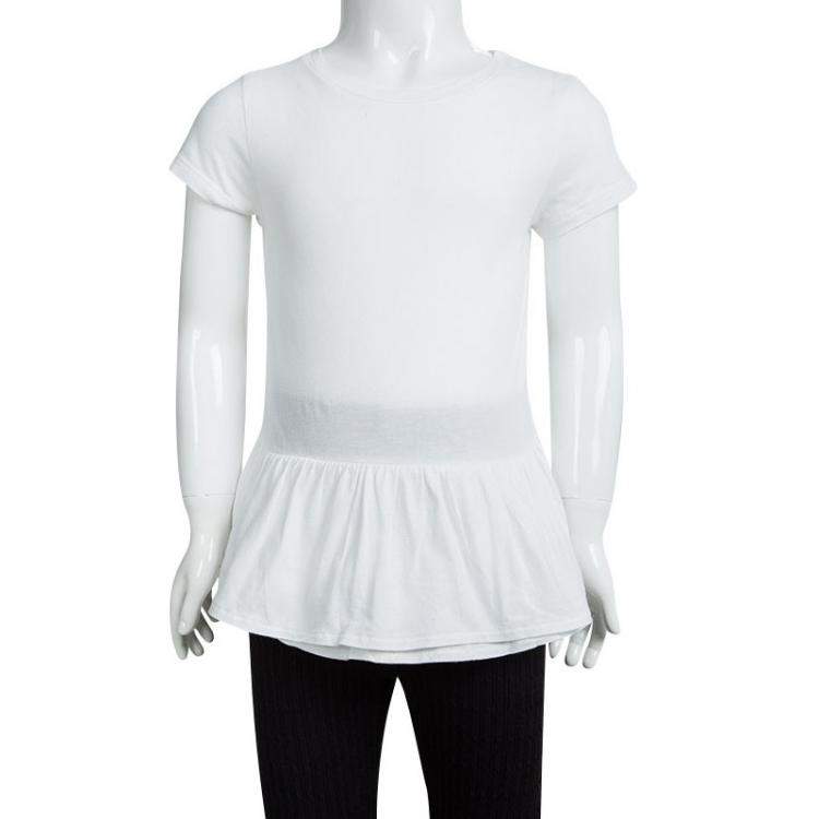 Pre Owned Burberry Children White Cotton Ruffle Bottom Tunic 7 Yrs
