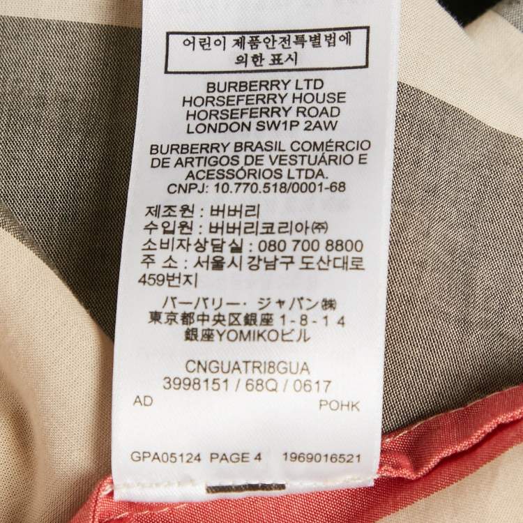 Pre Owned Burberry Children Beige Check Print Cotton Button Front Dress 14Yrs