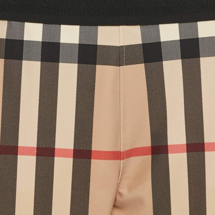 Pre Owned Burberry Children Beige IP Check Jersey Logo Waist Band Leggings 12Yrs  