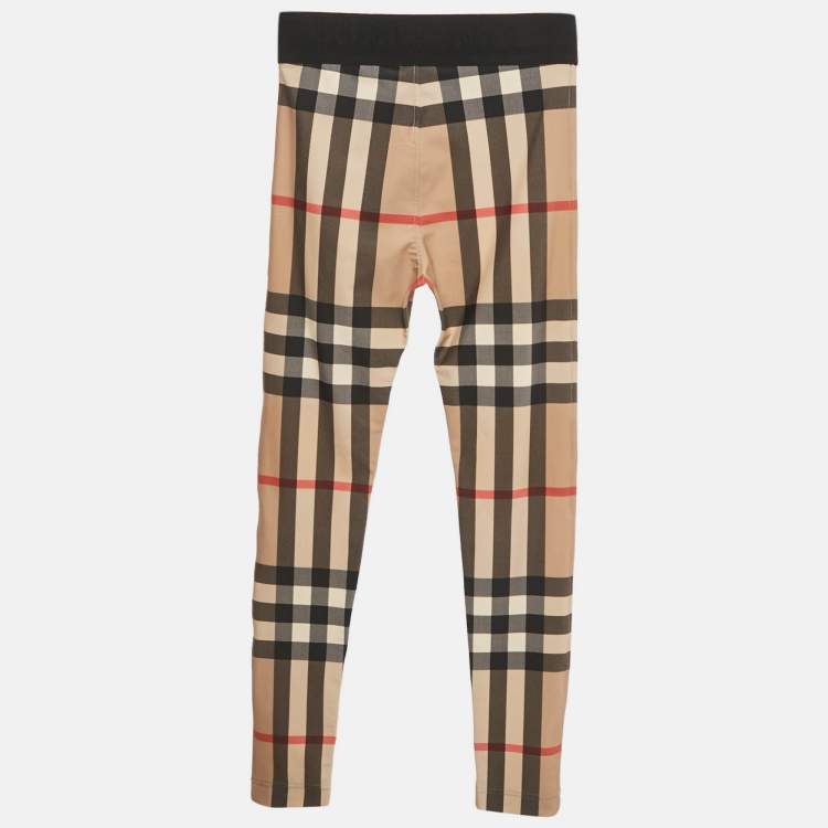 Pre Owned Burberry Children Beige IP Check Jersey Logo Waist Band Leggings 12Yrs  