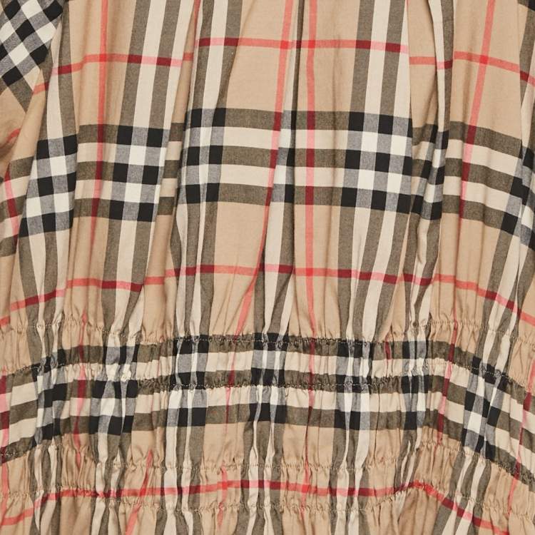 Pre Owned Burberry Children Beige Checkered Print Cotton Dress 12 Yrs  
