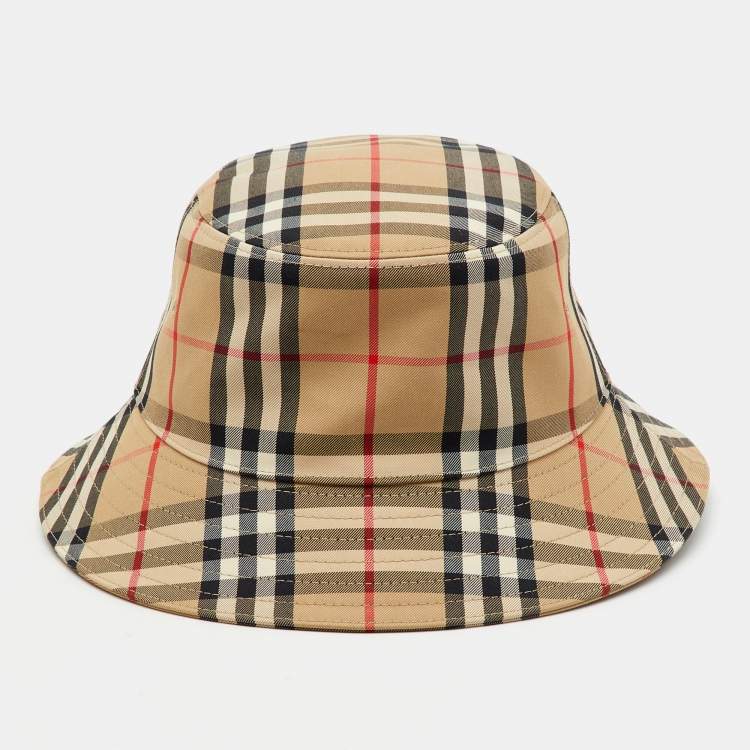 Pre Owned Burberry Beige Vintage Check Bucket Hat 8-12Y