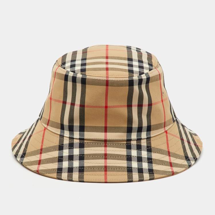 Pre Owned Burberry Beige Vintage Check Bucket Hat 8-12Y