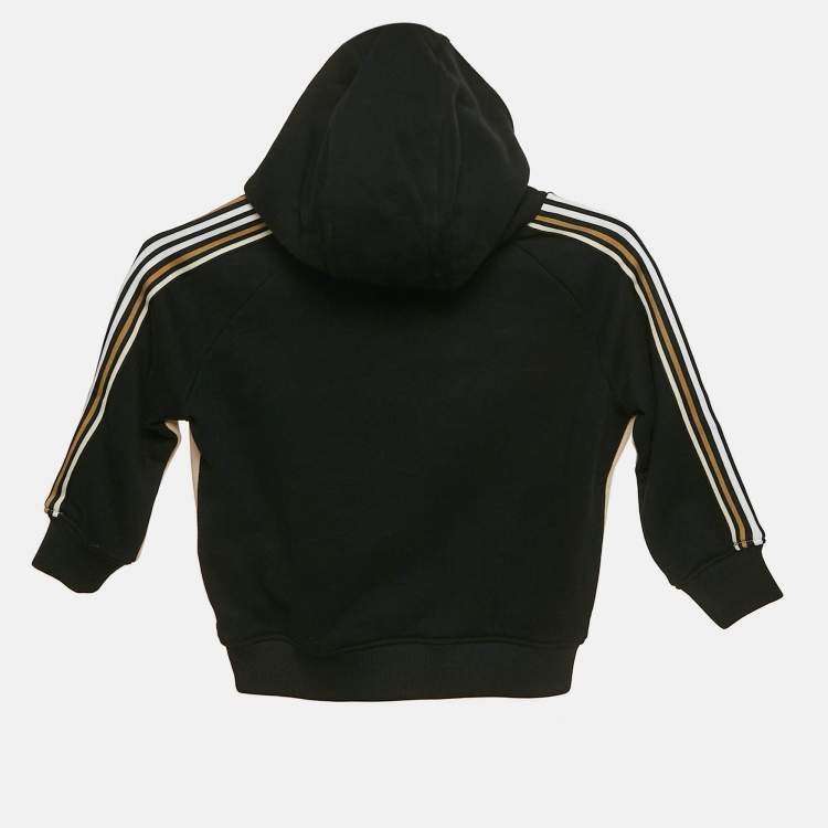 Pre Owned Burberry Kids Beige/Black Applique Detail Cotton Talbot Hoody 4 Yrs 