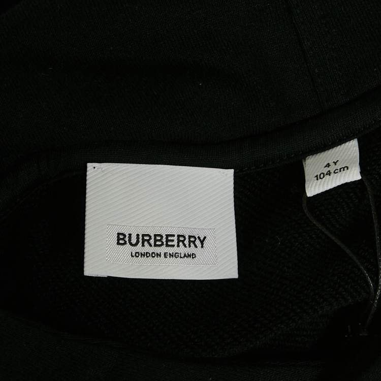 Pre Owned Burberry Kids Beige/Black Applique Detail Cotton Talbot Hoody 4 Yrs 