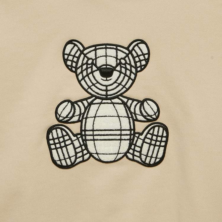 Pre Owned Burberry Kids Beige/Black Applique Detail Cotton Talbot Hoody 4 Yrs 
