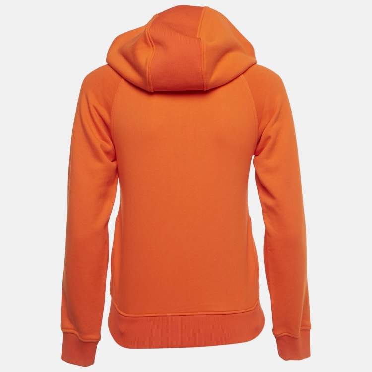 Pre Owned Burberry Orange Logo Embroidered Cotton Zip-Up Hoodie 12Yrs